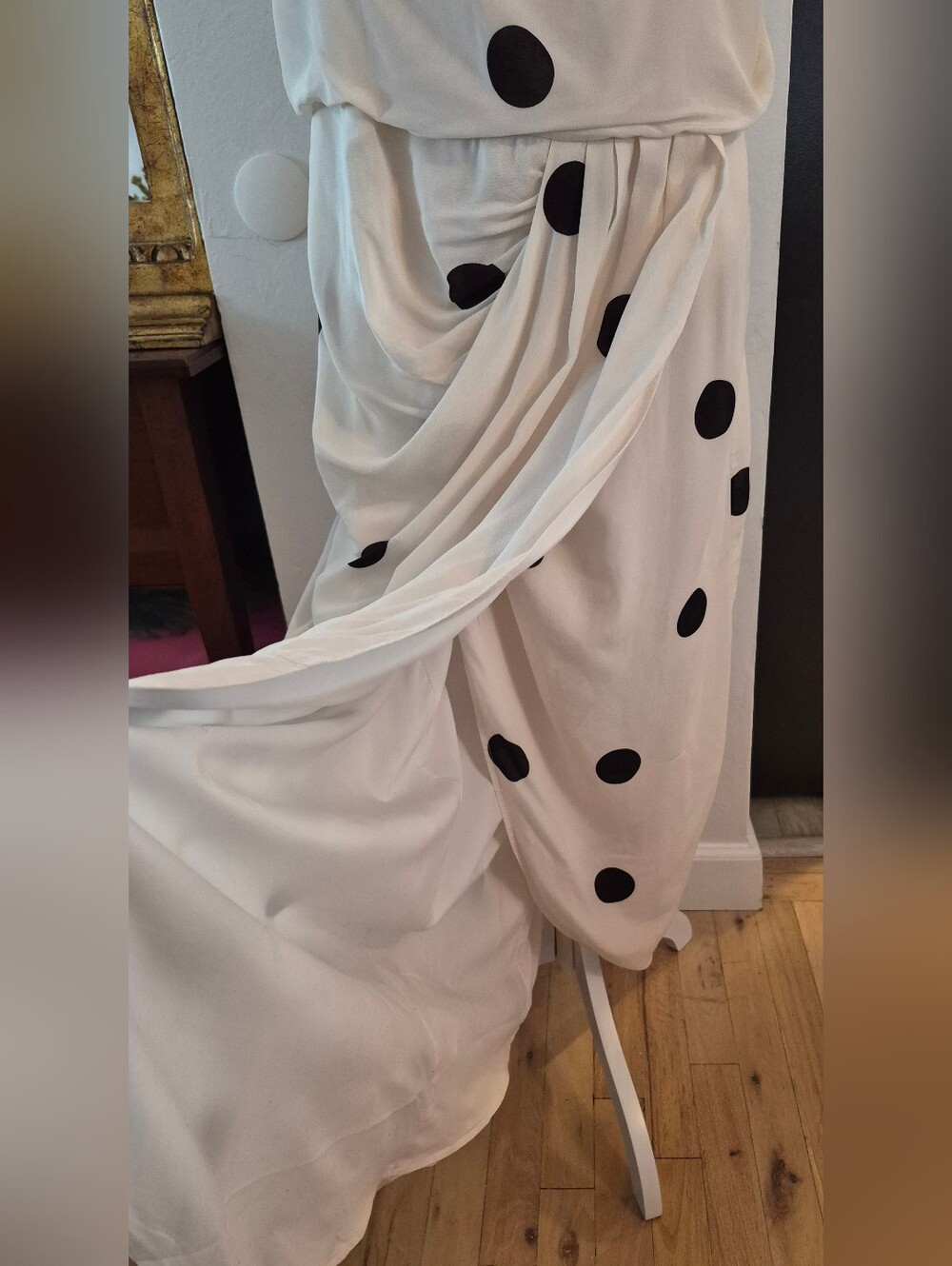 Derek Lam - 10 Crosby, Cream Maxi Dress with Black Polka Dots - Picture 3 of 6